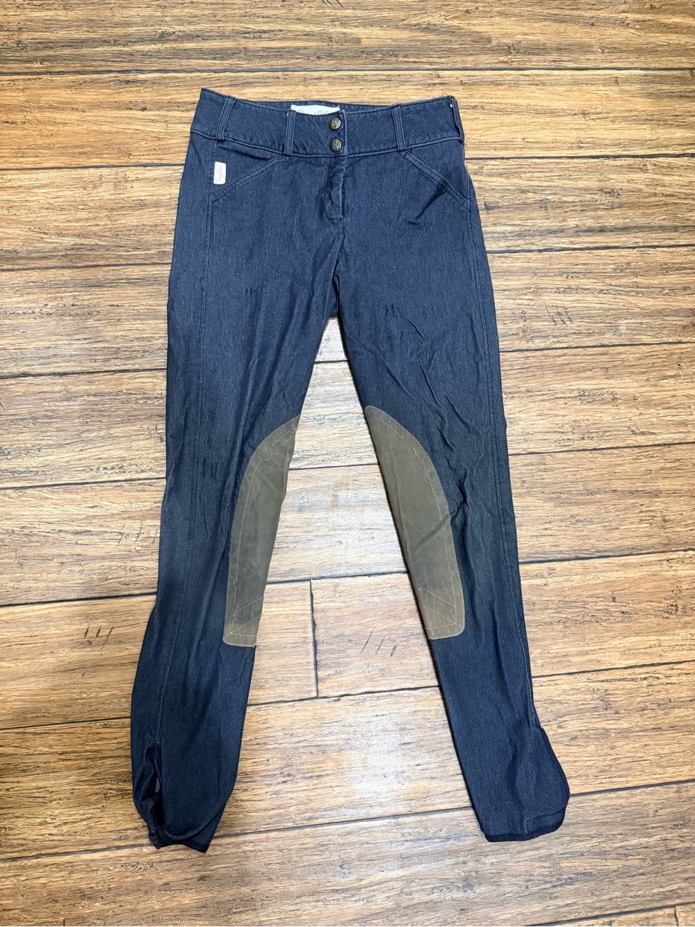 Tailored sportsman knee patch breech in black denim - 24r